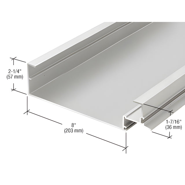 CRL-U.S. Aluminum 8" Open Back Head Mullion for 1" Glass, Clear Anodized Class 1 - 24'-2"