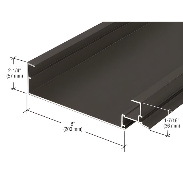 CRL-U.S. Aluminum 8" Open Back Head Mullion for 1" Glass, Dark Bronze/Black Anodized Class 1 - 24'-2"