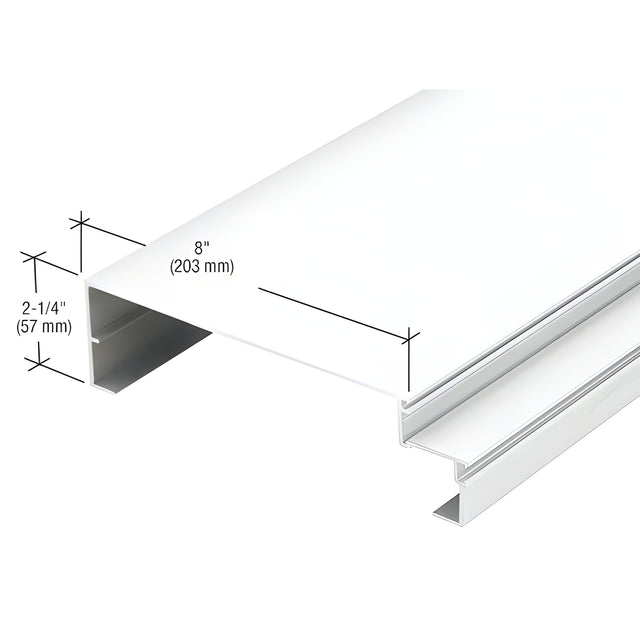 CRL-U.S. Aluminum 8" Sill Mullion for Shear Block Assembly, White KYNAR® Paint, 1" Glass, 24'-2"