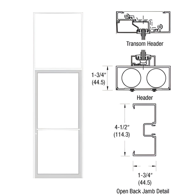 CRL-U.S. Aluminum Bone White KYNAR® Paint 39-1/2" x 126" Series 450 Open Back Center Hung Transom Frame Complete (1FT)