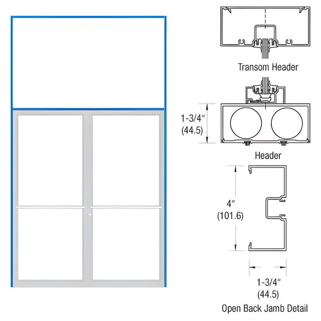 CRL-U.S. Aluminum Bronze Anodized 1-3/4" x 4" 400 Series Transom Double Door Frame