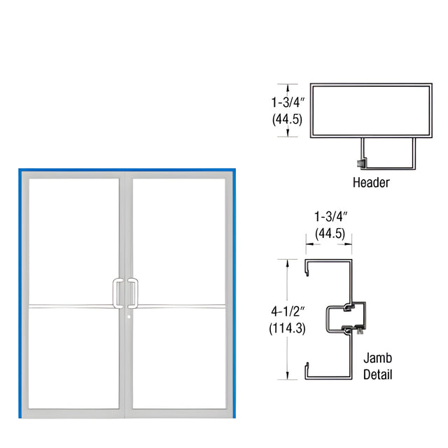CRL-U.S. Aluminum Bronze Anodized Double Door Open Back 1-3/4" x 4-1/2" Up and Over Frame Prepped for Offset Pivots with Overhead Concealed Closers