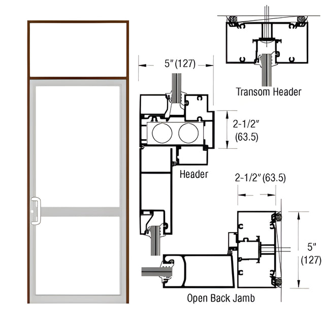 CRL-U.S. Aluminum Bronze Anodized Series IG500 Custom Transom Door Frame for Geared Hinged, CVR Strike, and Overhead Concealed Closer