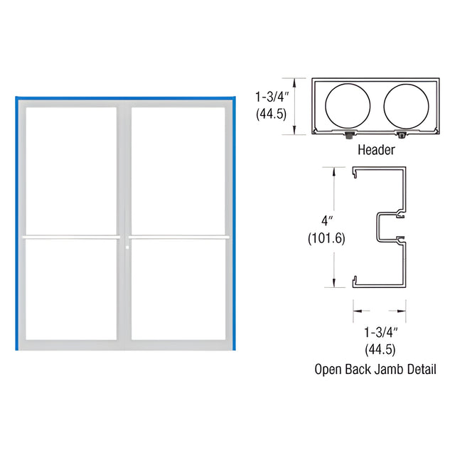 CRL-U.S. Aluminum Bronze Black Anodized 1-3/4 x 4" 400 Series Up and Over Double Door Frame
