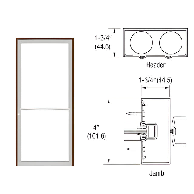 CRL-U.S. Aluminum Bronze Black Anodized 1-3/4" x 4" 400 Series Up and Over Single Door Frame