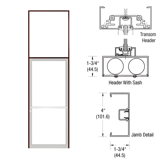 CRL-U.S. Aluminum Bronze Black Anodized 1-3/4 x 4" 400 Series Transom Single Door Frame