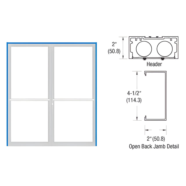 CRL-U.S. Aluminum Bronze Black Anodized 2" x 4-1/2" 451 Series Up and Over Double Door Frame