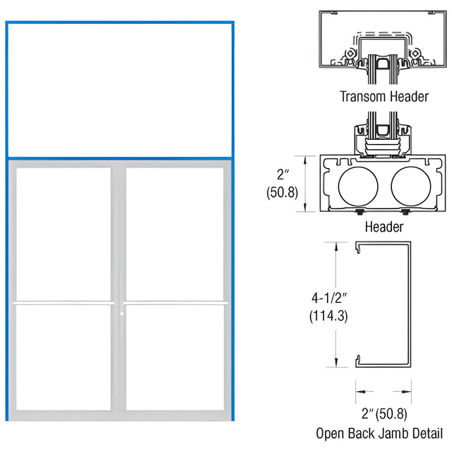 CRL-U.S. Aluminum Bronze Black Anodized 2" x 4-1/2" 451 Series Transom Double Door Frame