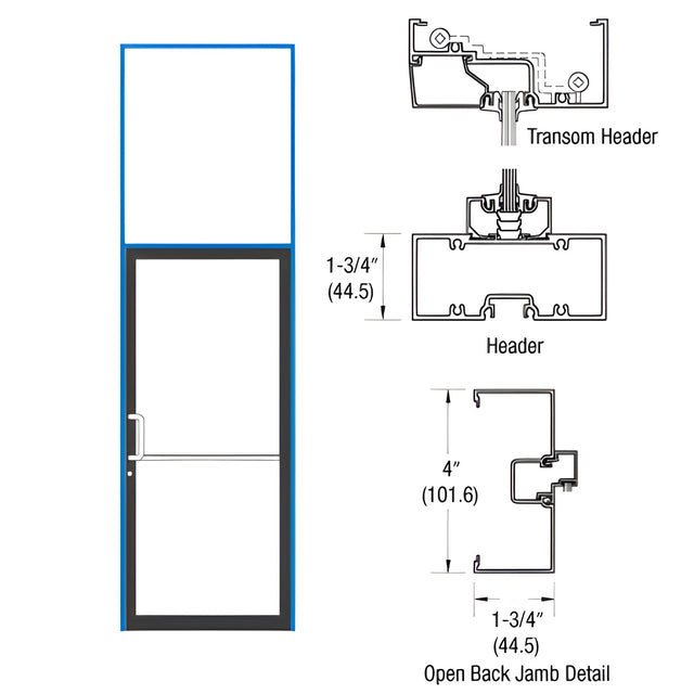 CRL-U.S. Aluminum Bronze Black Anodized 39-1/2" x 126" 400 Series Left Hand Transom Single Door Frame