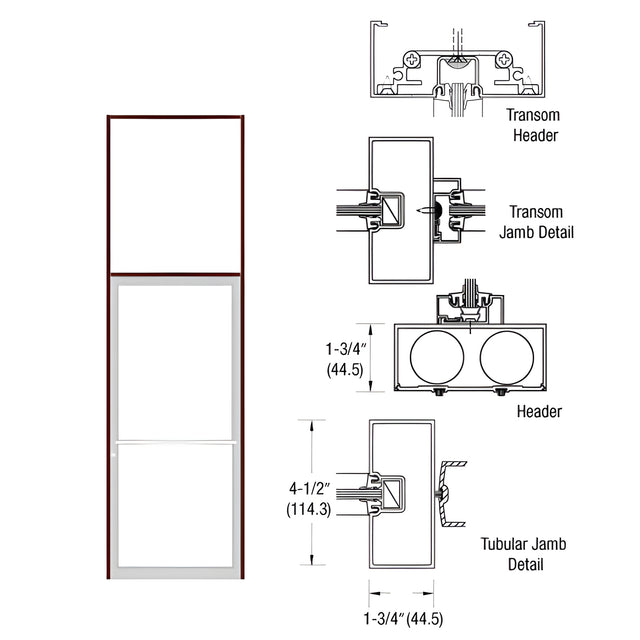CRL-U.S. Aluminum Bronze Black Anodized 39-1/2" x 126" 450 Series Transom Single Door Frame for Center Hung OHCC