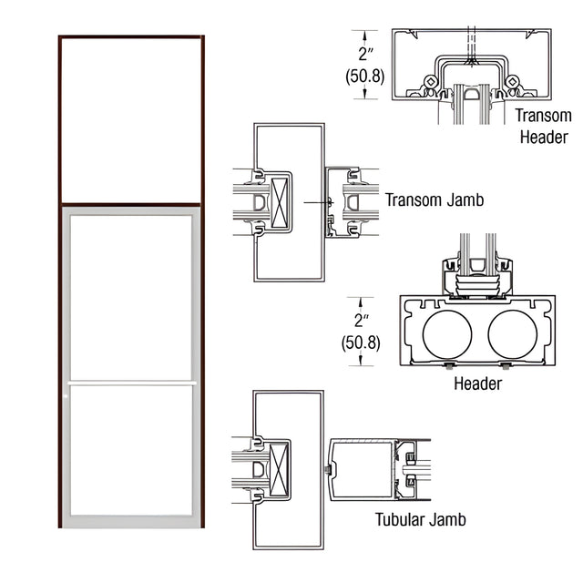 CRL-U.S. Aluminum Bronze Black Anodized 40" x 126" 451 Series Transom Single Door Frame for Center Hung OHCC