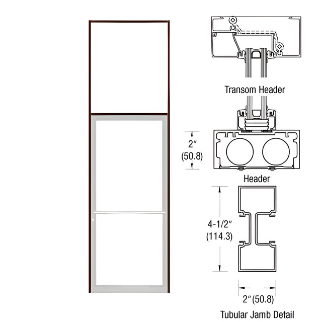 CRL-U.S. Aluminum Bronze Black Anodized 40" x 126" Series 451 Tubular Center Hung Transom Frame Complete (1FT)