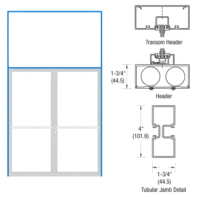 CRL-U.S. Aluminum Bronze Black Anodized 75-1/2" x 126" 400 Series Transom Double Door Frame for Center Hung OHCC