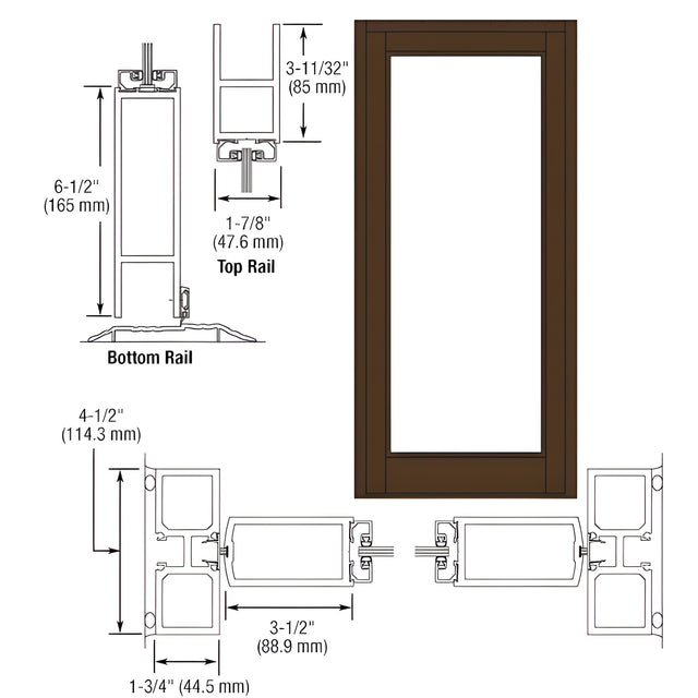CRL-U.S. Aluminum Bronze Black Anodized Blank Single Series 800 Durafront Medium Stile Center Hung Entrance Door- No Prep