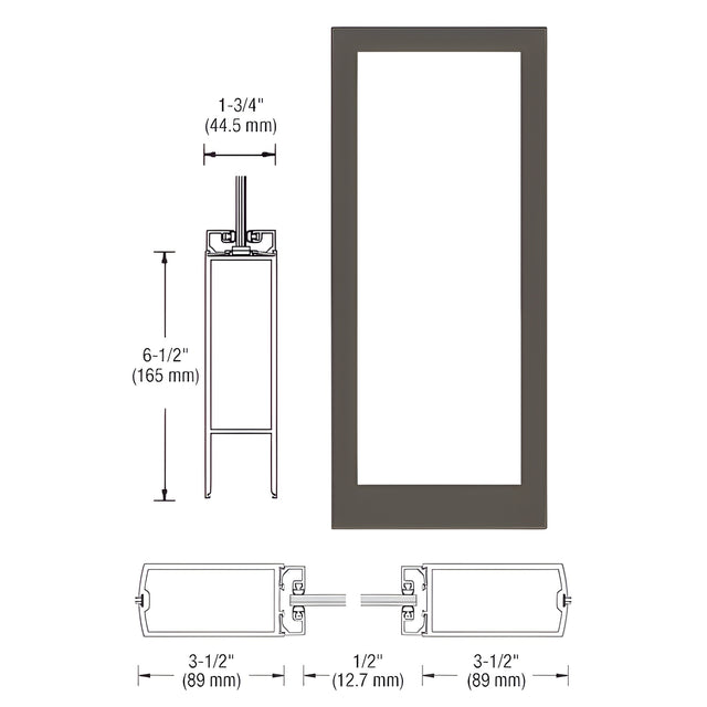 CRL-U.S. Aluminum Bronze Black Anodized Custom Single Blank 400 Medium Stile Center Hung Entrance Door - No Prep