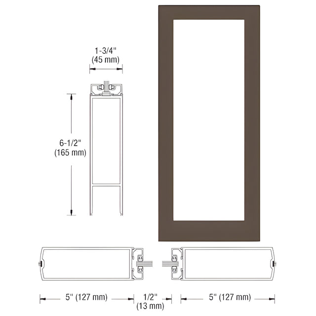 CRL-U.S. Aluminum Bronze Black Anodized Custom Size Single Blank 550 Wide Center Stile Entrance Door - No Prep