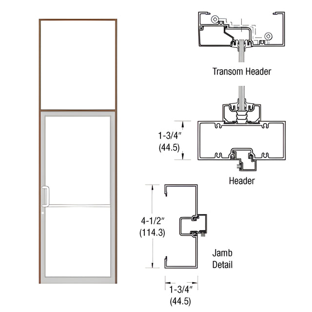 CRL-U.S. Aluminum Bronze Black Anodized Custom Sized Series 450 Open Back Butt Hinge Transom Frame Complete (1FT)