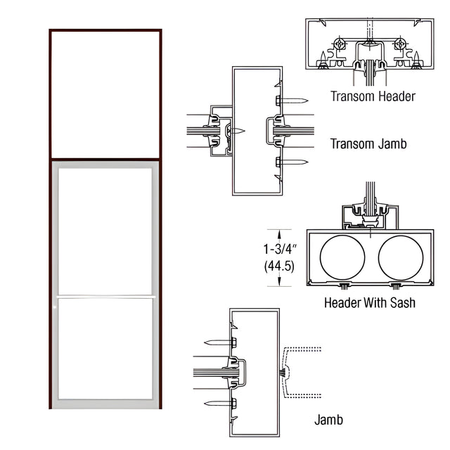 CRL-U.S. Aluminum Bronze Black Anodized Custom Sized Series 450 Transom Single Door Frame