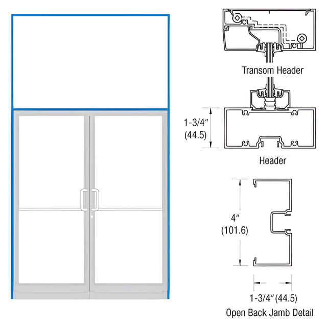 CRL-U.S. Aluminum Bronze Black Anodized Double Door 75-1/2" x 126" 400 Series Transom Frame for Offset Pivots Using Surface Mount Closers