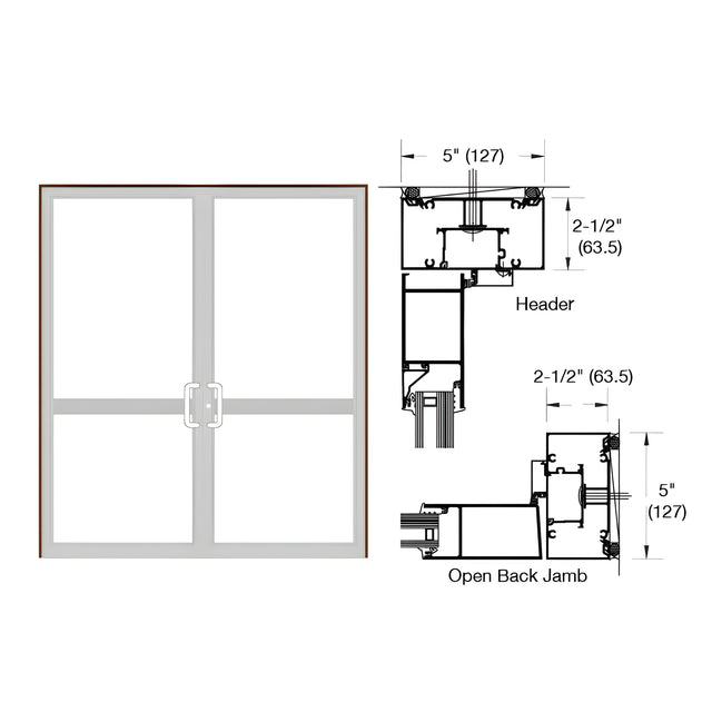 CRL-U.S. Aluminum Bronze Black Anodized IG600 Series Custom Up/Over Butt Hinge Door Frame