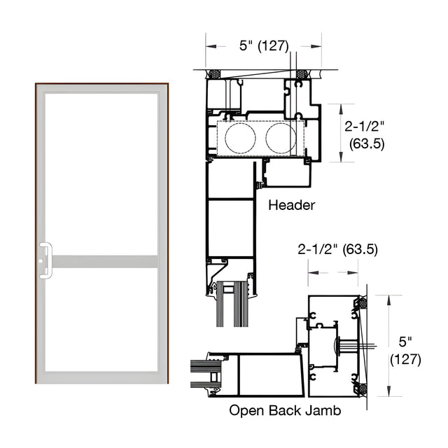 CRL-U.S. Aluminum Bronze Black Anodized IG600 Series Custom Up/Over Door Frame for Butt Hinge, CVR Panic, and Overhead Concealed Closer