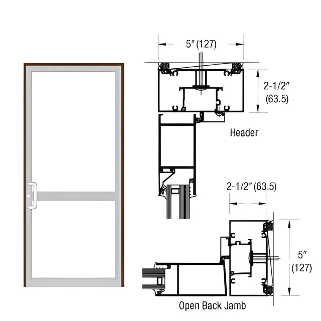 CRL-U.S. Aluminum Bronze Black Anodized IG600 Series Custom Up/Over Door Frame for Geared Hinge, CVR Strike, and Surface Closer