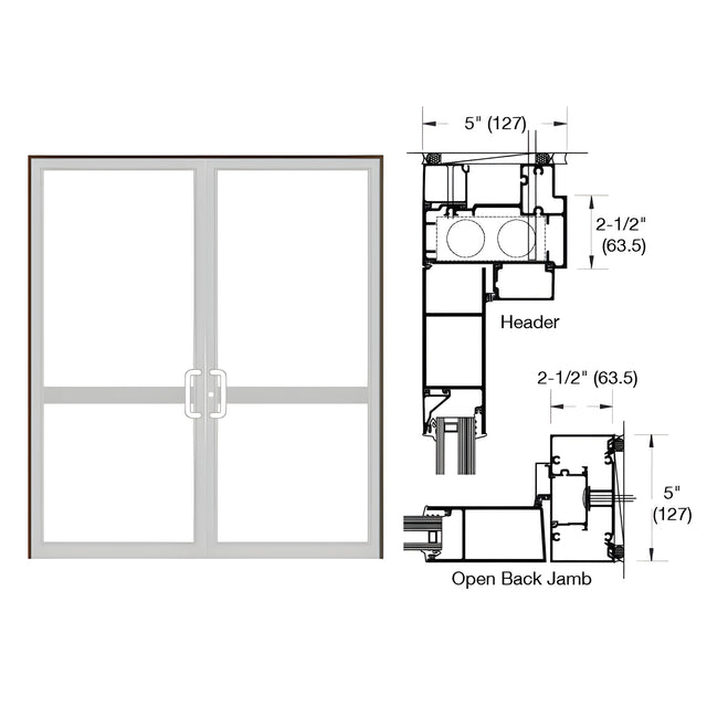 CRL-U.S. Aluminum Bronze Black Anodized IG600 Series Custom Up/Over Door Frame for Butt Hinge, CVR Panic, and Overhead Concealed Closer