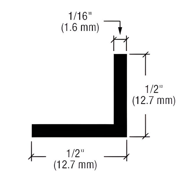 CRL-U.S. Aluminum Bronze Black Anodized L-Bar 1/2" x 1/2" x 1/16" - 21'-2"