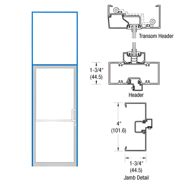 CRL-U.S. Aluminum Bronze Black Anodized Open Back Transom Frame for Single Right Hand Door Prepped for Pair Butt Hung Surface Mount