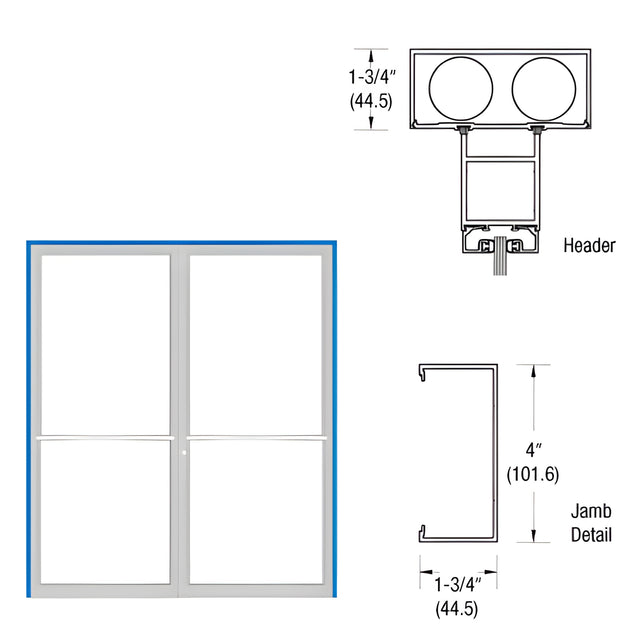 CRL-U.S. Aluminum Bronze Black Anodized Open Back Up and Over Frame for Pair of Doors Center Hung with Concealed Panics