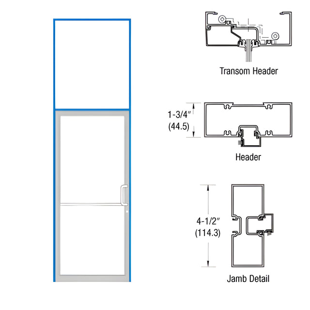 CRL-U.S. Aluminum Bronze Black Anodized Right Hand Tubular Transom Single Door Frame Prepped for Pair DH009 Butt Hinges Deadlock Strike