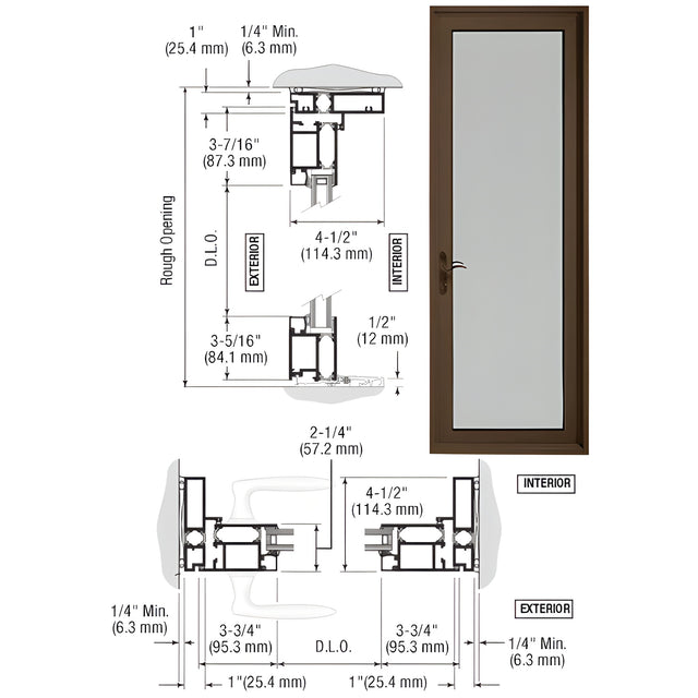 CRL-U.S. Aluminum Bronze Black Anodized Series 900 Terrace Door Hinged Left Swing Out for 1" Glass
