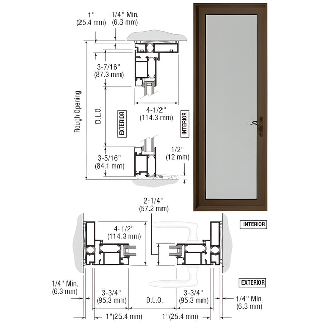 CRL-U.S. Aluminum Bronze Black Anodized Series 900 Terrace Door Hinged Right Swing Out for 1" Glass
