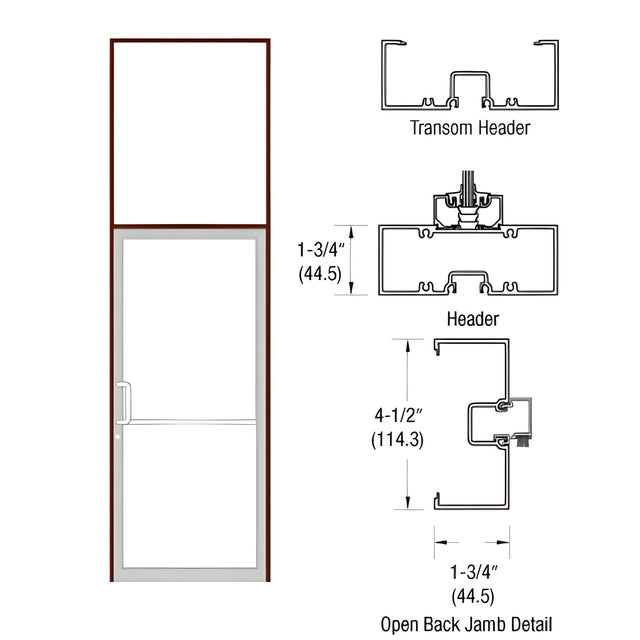CRL-U.S. Aluminum Bronze Black Anodized Single Door 39-1/2" x 126" 450 Series Left Hand Transom Frame