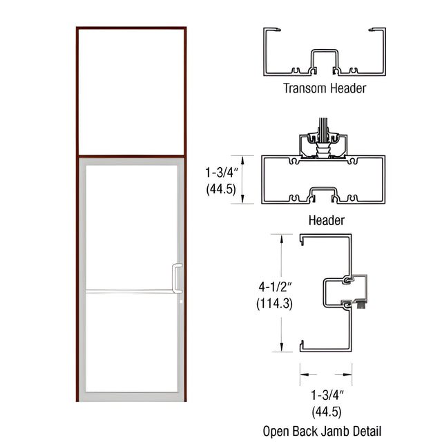 CRL-U.S. Aluminum Bronze Black Anodized Single Door 39-1/2" x 126" 450 Series Right Hand Transom Frame