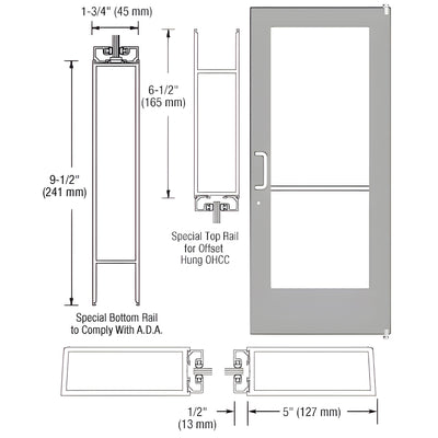 CRL-U.S. Aluminum Class Anodized Custom Single Series 550 Wide Stile Offset Pivot Entrance Door for Overhead Concealed Door Closer