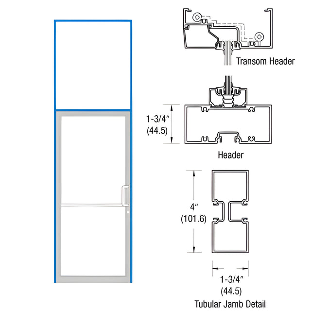 CRL-U.S. Aluminum Class I Bronze Black Anodized 39-1/2" x 126" 400 Series Left Hand Transom Frame for Offset Pivot Using Surface Mount Closer