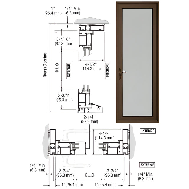CRL-U.S. Aluminum Class I Bronze Black Anodized Series 900 Terrace Door Hinged Left Swing Out