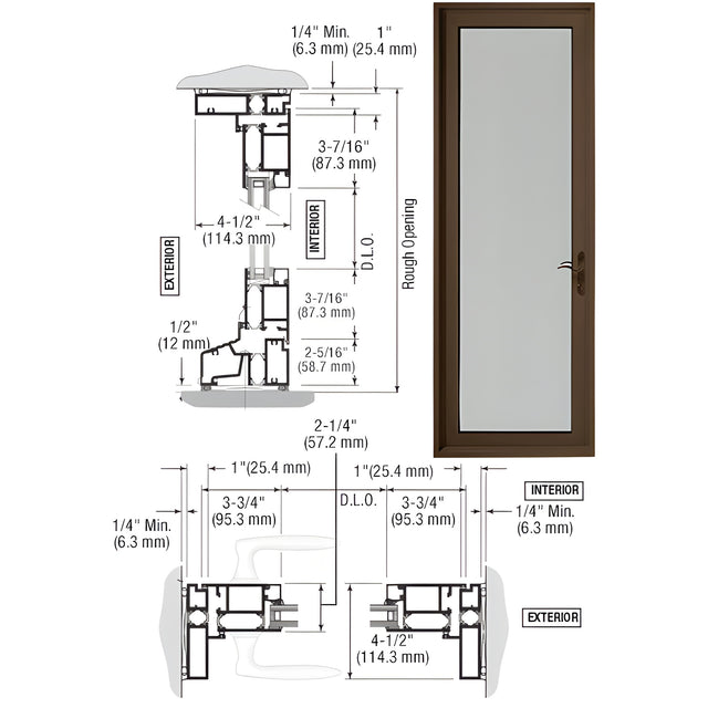 CRL-U.S. Aluminum Class I Bronze Black Anodized Series 900 Terrace Door Hinged Left Swing In