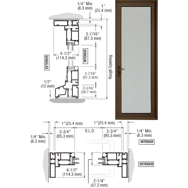 CRL-U.S. Aluminum Class I Bronze Black Anodized Series 900 Terrace Door Hinged Right Swing In