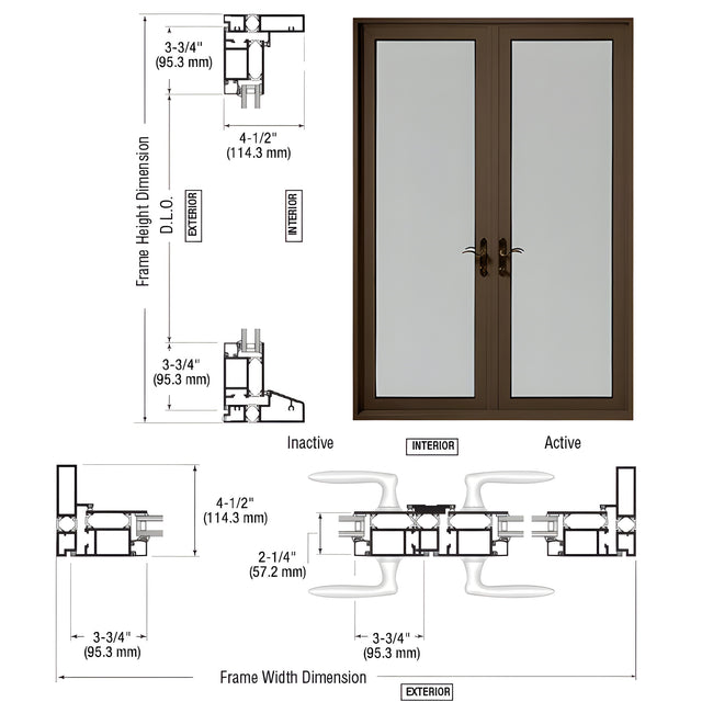 CRL-U.S. Aluminum Class I Bronze Black Anodized Series 900 Terrace Door Pair Swing Out