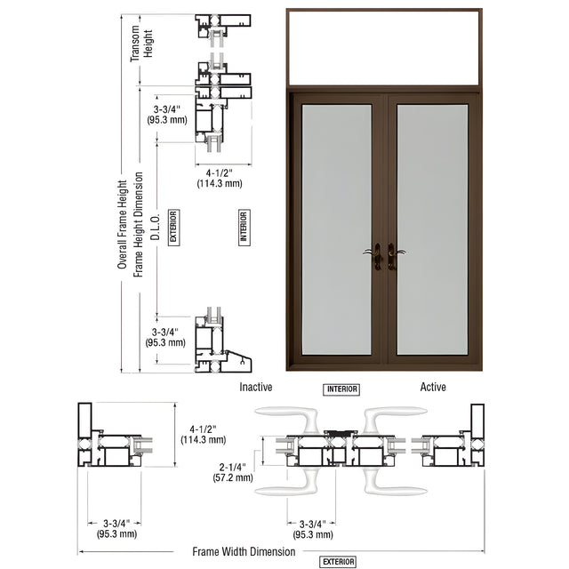 CRL-U.S. Aluminum Class I Bronze Black Anodized Series 900 Terrace Door Pair Swing Out