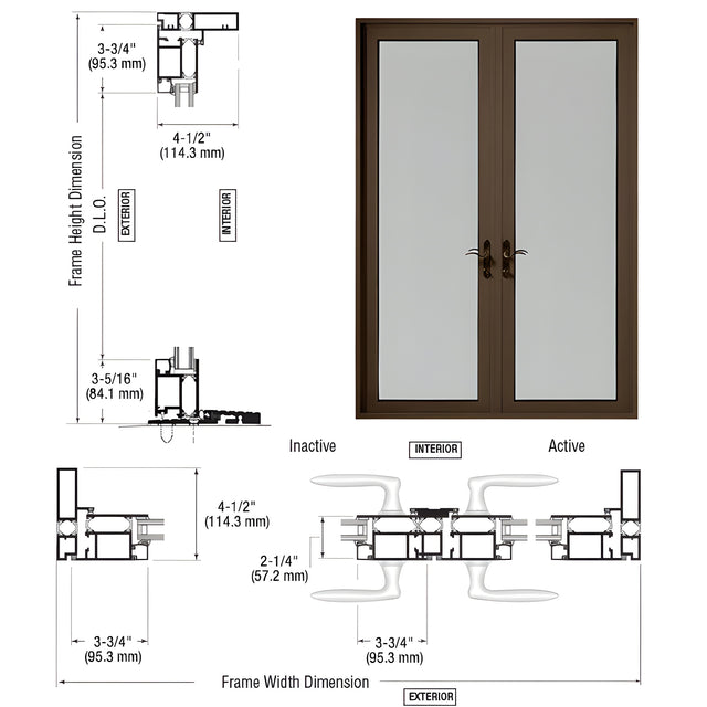 CRL-U.S. Aluminum Class I Bronze Black Anodized Series 925 Pair Patio Door Swing Out