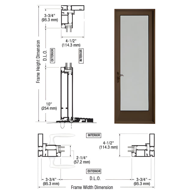 CRL-U.S. Aluminum Class I Bronze Black Anodized Series 925 Patio Door Hinged Left Swing Out