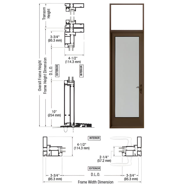CRL-U.S. Aluminum Class I Bronze Black Anodized Series 925 Single Transom Patio Door Hinge Right Swing Out