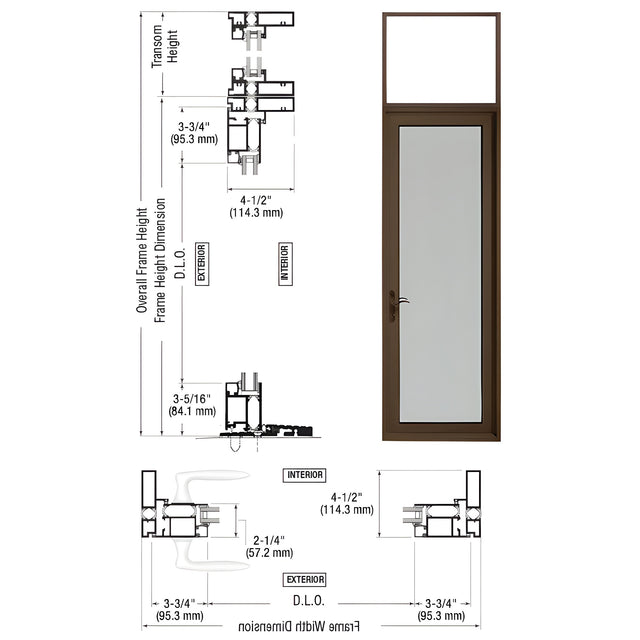 CRL-U.S. Aluminum Class I Bronze Black Anodized Series 925 Single Transom Patio Door Hinge Left Swing Out