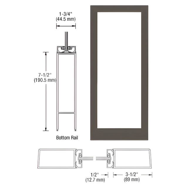CRL-U.S. Aluminum Class L Bronze Black Anodized Custom Single Blank Series 400 Medium Stile Offset Hung Entrance Door - No Prep
