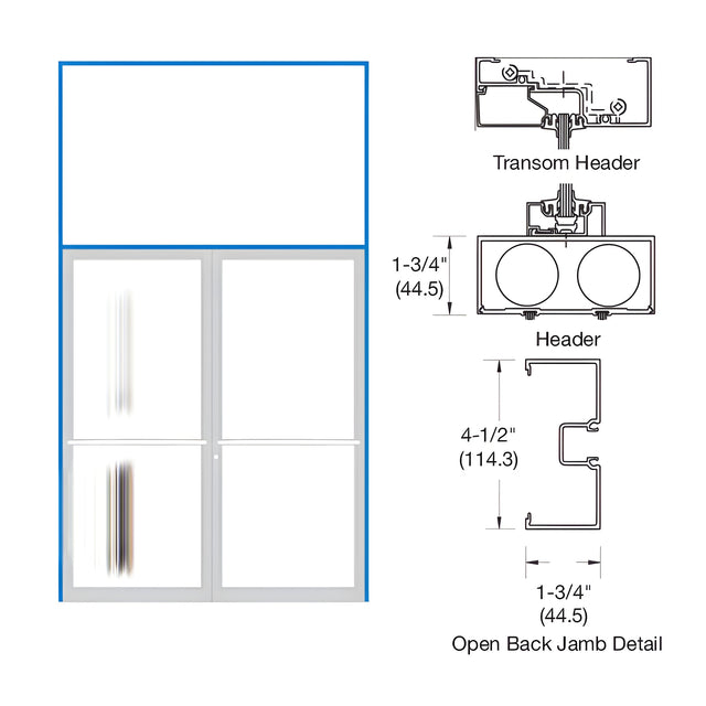 CRL-U.S. Aluminum Clear Anodized 1-3/4" x 4-1/2" 450 Series Transom Double Door Frame