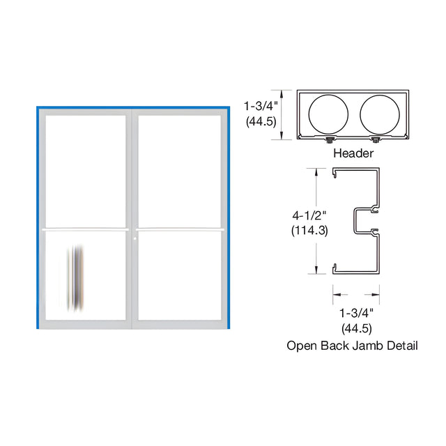 CRL-U.S. Aluminum Clear Anodized 1-3/4" x 4-1/2" 450 Series Up and Over Double Door Frame