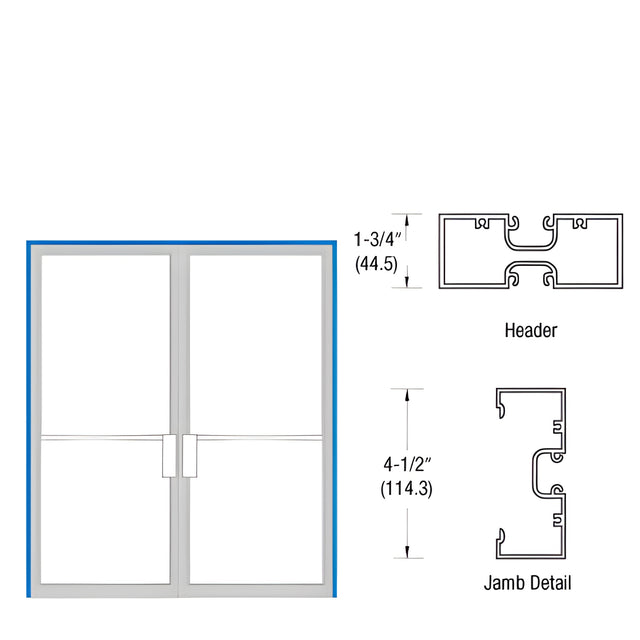 CRL-U.S. Aluminum Clear Anodized 1-3/4" x 4-1/2" Up and Over Frame for a Pair of Doors Butt Hung Non Impact for 72" x 84" Door Opening